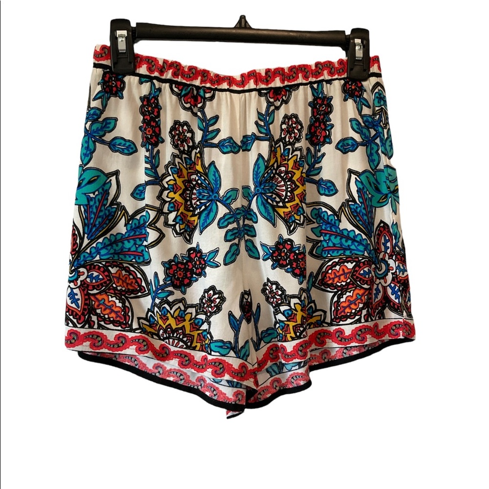Freemarket Floral Paisley Print High Waisted Shorts Elastic Waist Pull On Medium